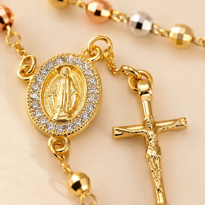 Pulsera Rosario · Tricolor Dorado